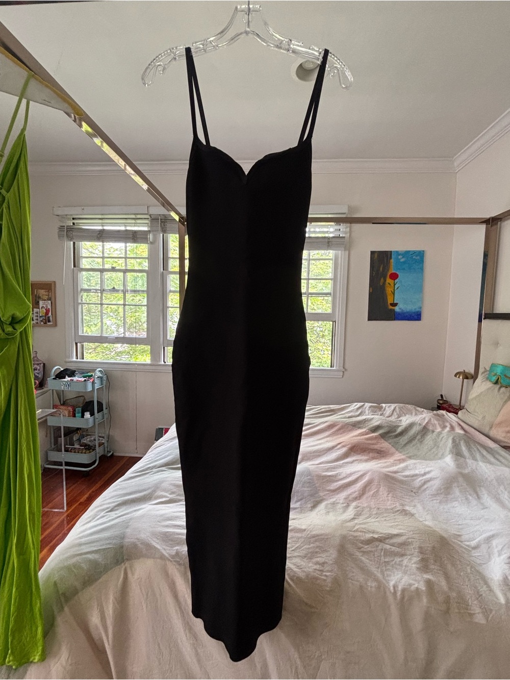 House of CB Black Double-Strap Midi Slip Dress